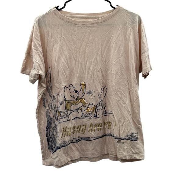 Uniqlo x Disney Cream Winnie-the-Pooh & Tigger Graphic Short Sleeve Top Sz M - Picture 1 of 8
